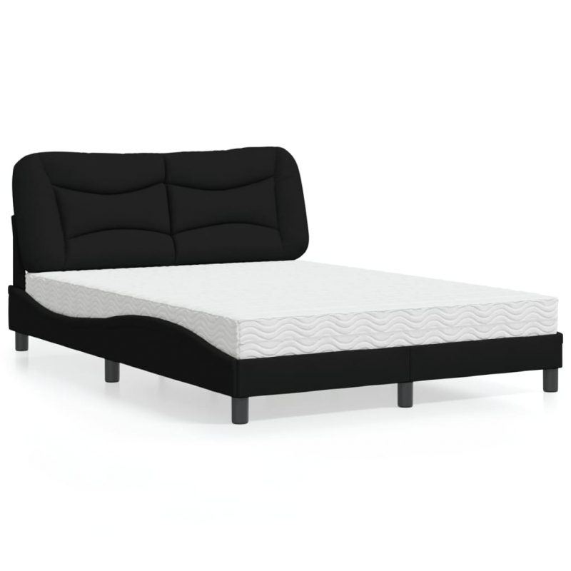 Bett mit Matratze Schwarz 140x190 cm Stoff