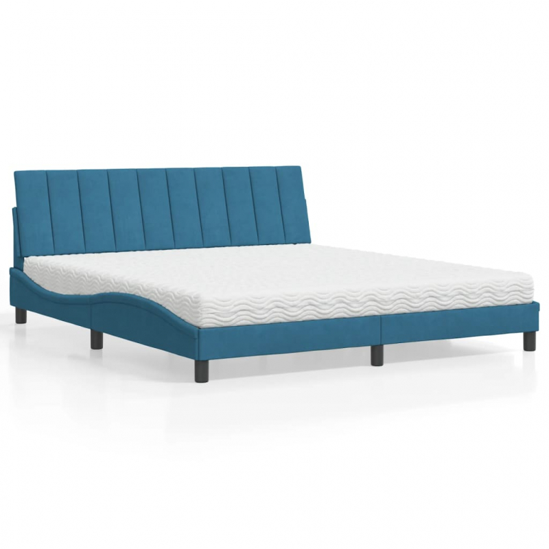 Bett mit Matratze Blau 180x200 cm Samt