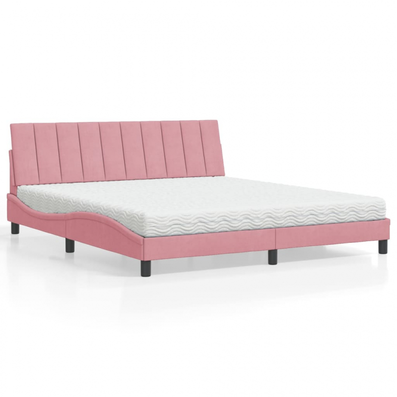 Bett mit Matratze Rosa 180x200 cm Samt