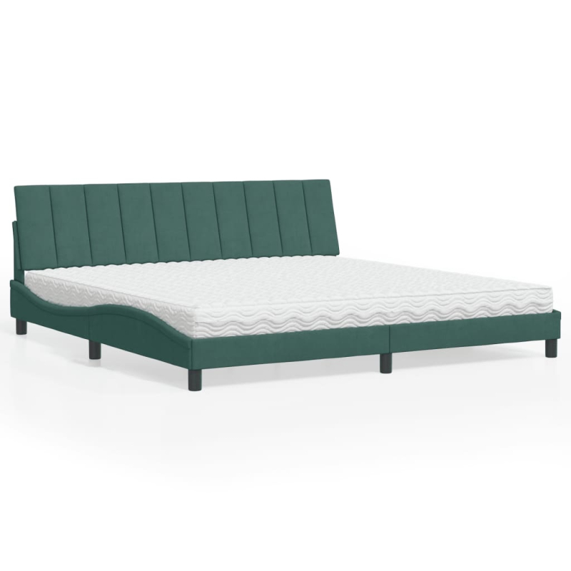Bett mit Matratze Dunkelgrün 200x200 cm Samt