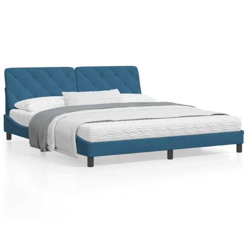 Bett mit Matratze Blau 180x200 cm Samt