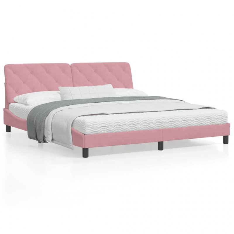 Bett mit Matratze Rosa 180x200 cm Samt