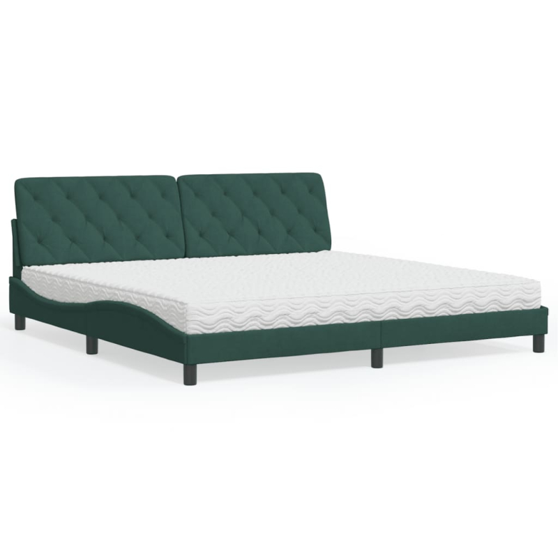 Bett mit Matratze Dunkelgrün 200x200 cm Samt