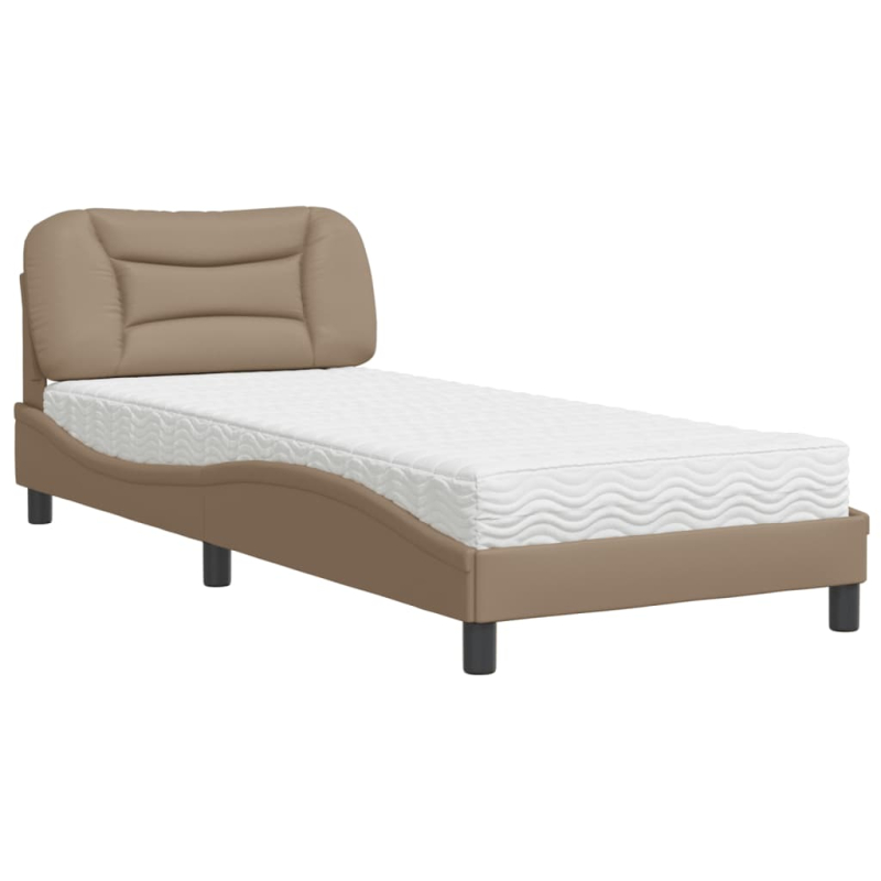 Bett mit Matratze Cappuccino-Braun 80x200 cm Kunstleder