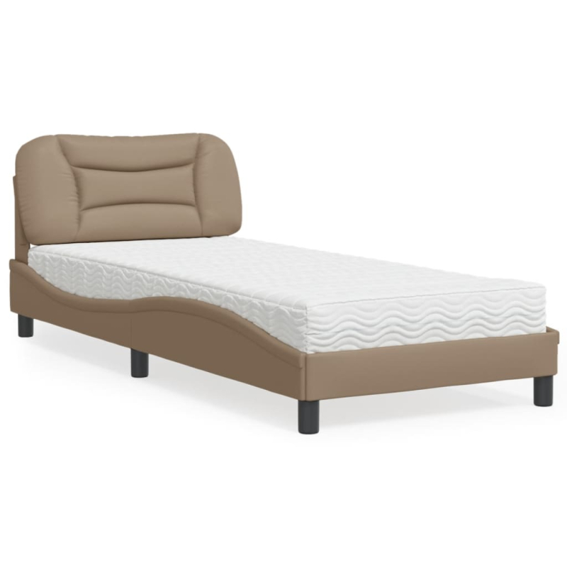 Bett mit Matratze Cappuccino-Braun 90x190 cm Kunstleder