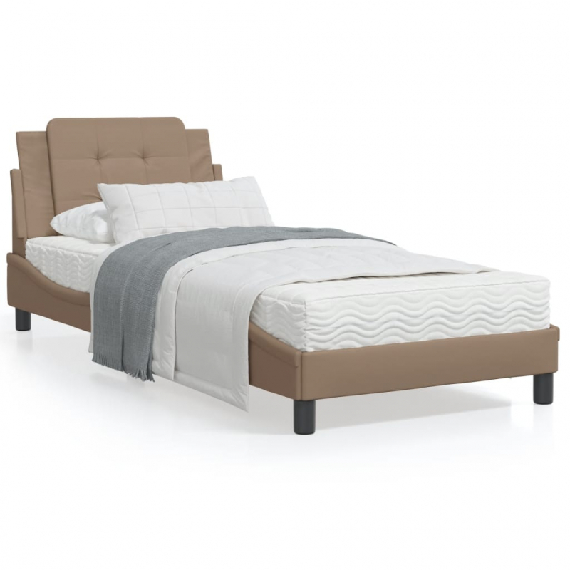 Bett mit Matratze Cappuccino-Braun 80x200 cm Kunstleder