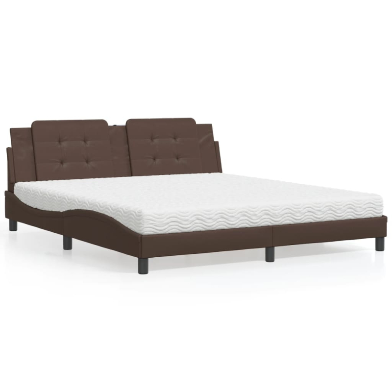 Bett mit Matratze Braun 180x200 cm Kunstleder