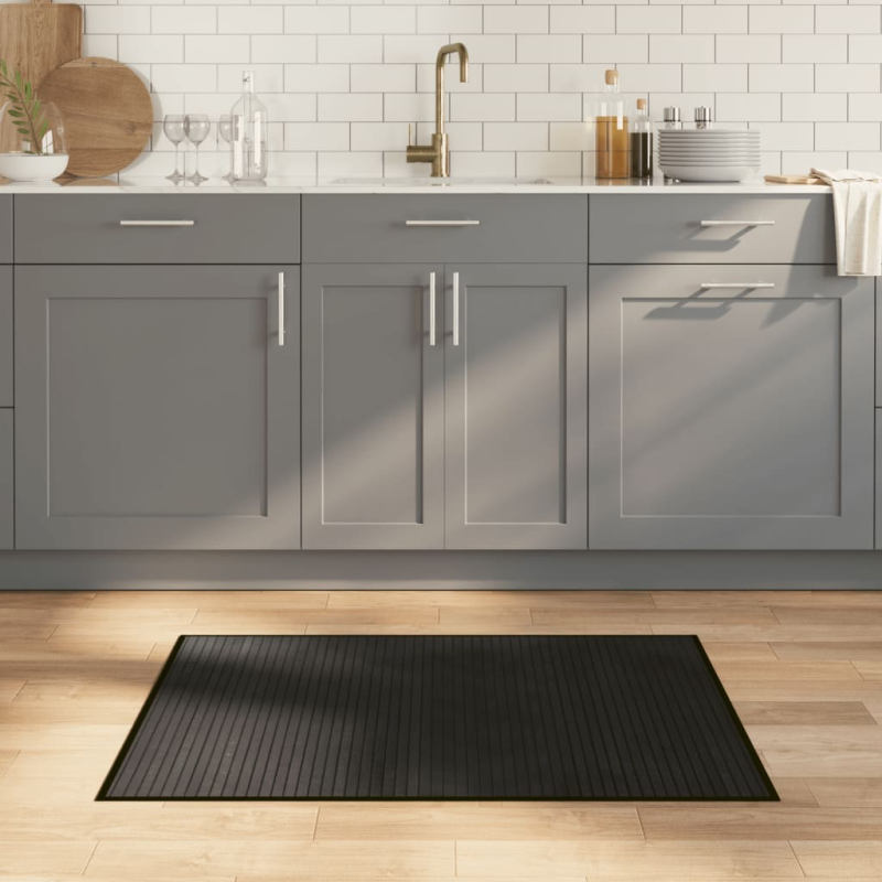 Teppich Rechteckig Schwarz 70x100 cm Bambus