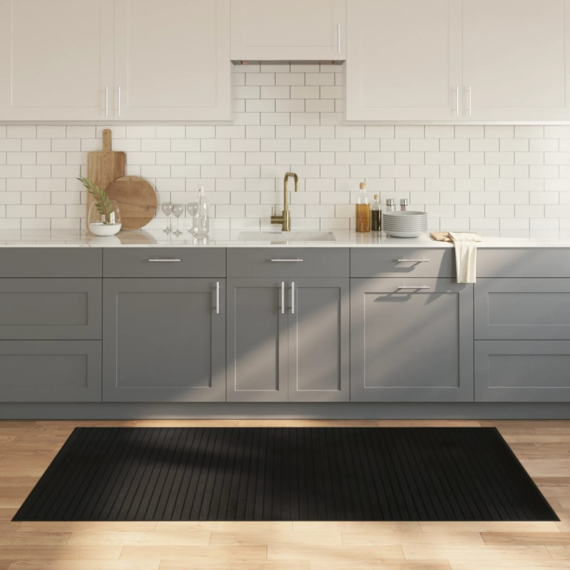 Teppich Rechteckig Schwarz 100x200 cm Bambus