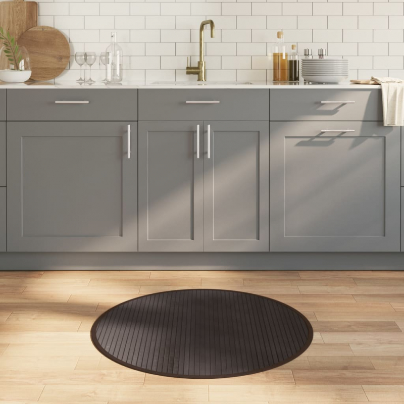 Teppich Rund Dunkelbraun 80 cm Bambus