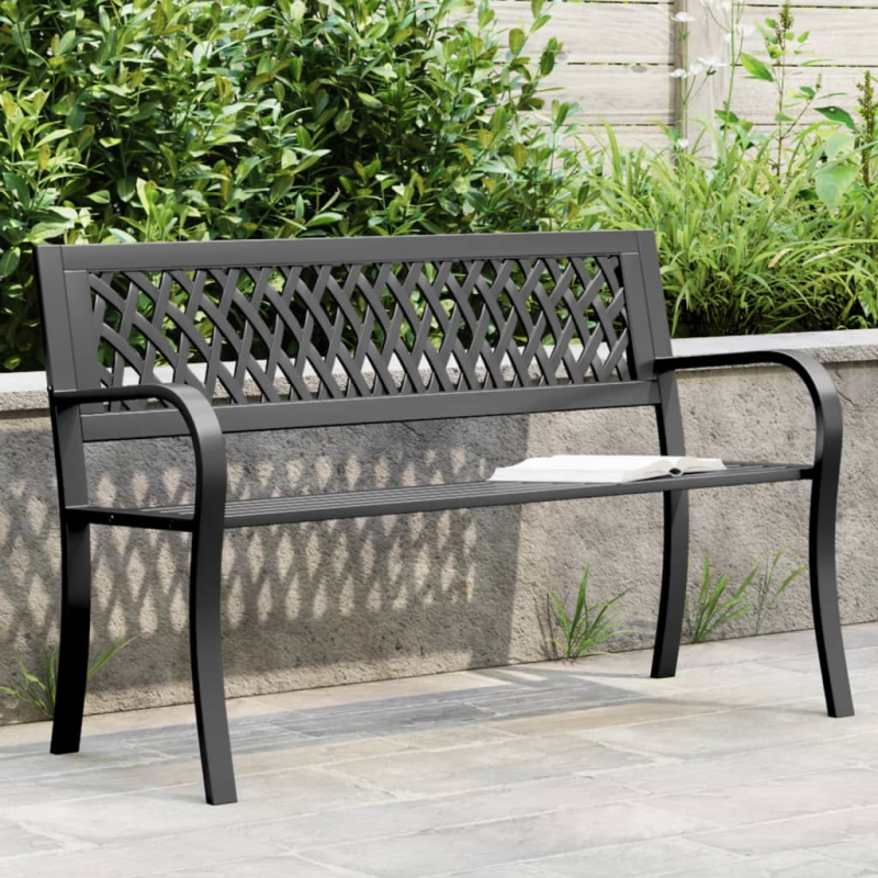 Gartenbank Schwarz 120 cm Stahl