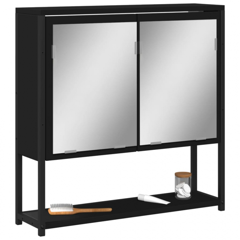 Bad-Spiegelschrank Schwarz 60x16x60 cm Holzwerkstoff