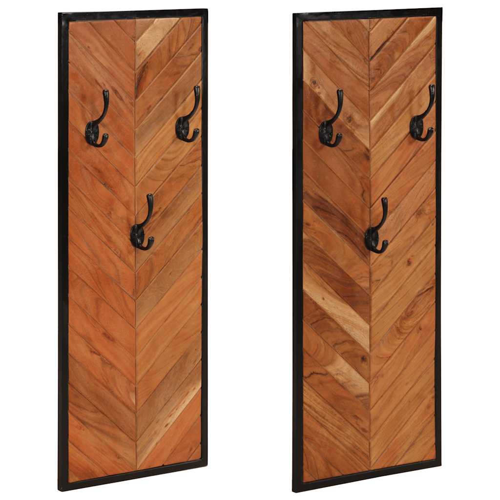 Wandgarderobe 2 Stk. 35x1x90 cm Massivholz Akazie