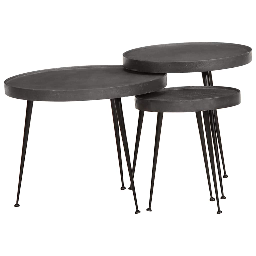 Couchtisch 3 Stk. Schwarz Holzwerkstoff