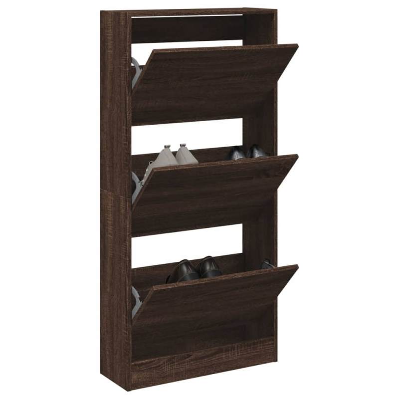Schuhschrank Braun Eichen-Optik 60x21x125,5 cm Holzwerkstoff