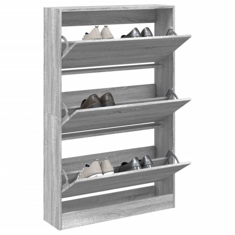 Schuhschrank Grau Sonoma 80x21x125,5 cm Holzwerkstoff