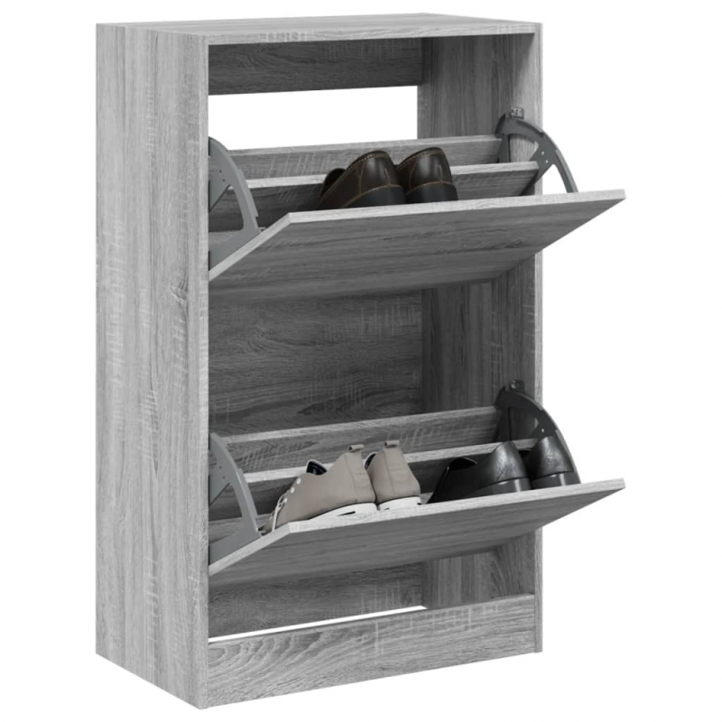 Schuhschrank Grau Sonoma 60x34x96,5 cm Holzwerkstoff