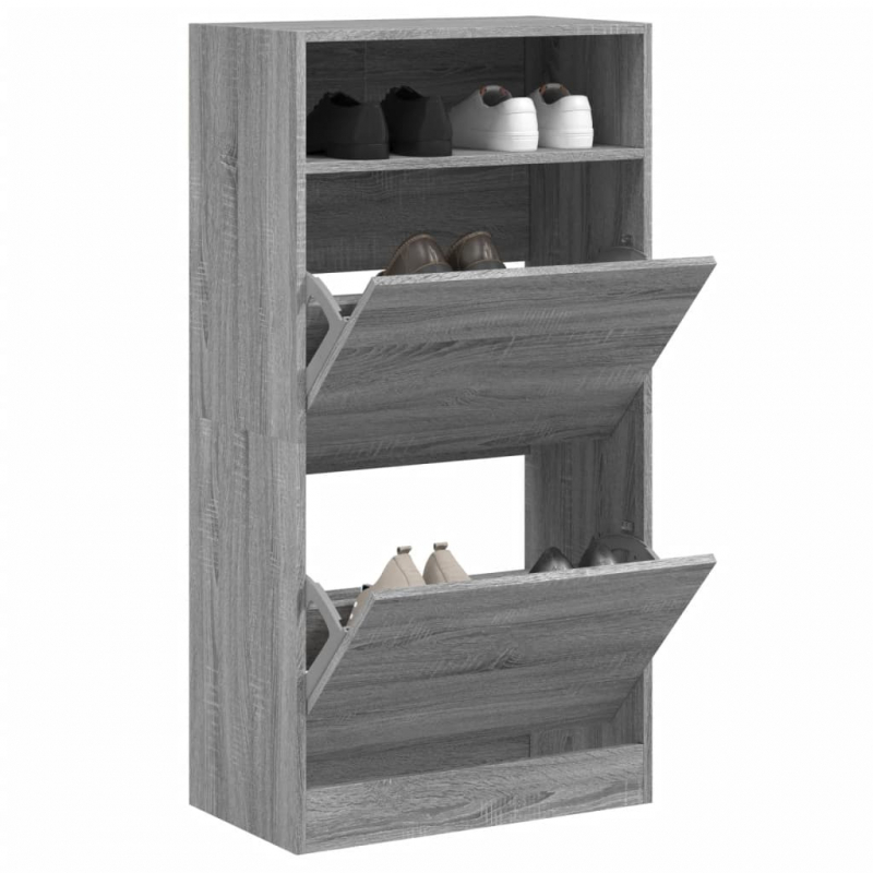 Schuhschrank Grau Sonoma 60x34x116 cm Holzwerkstoff