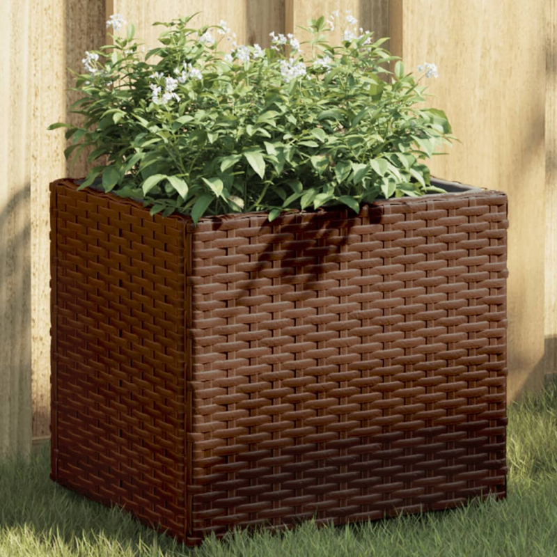 Pflanzkübel Braun 36x30x32 cm Poly Rattan