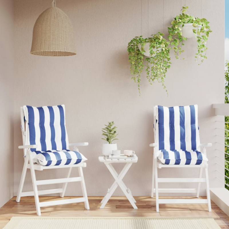 Niedriglehner-Auflagen 2 Stk. Blau Weiß Gestreift Oxford-Gewebe