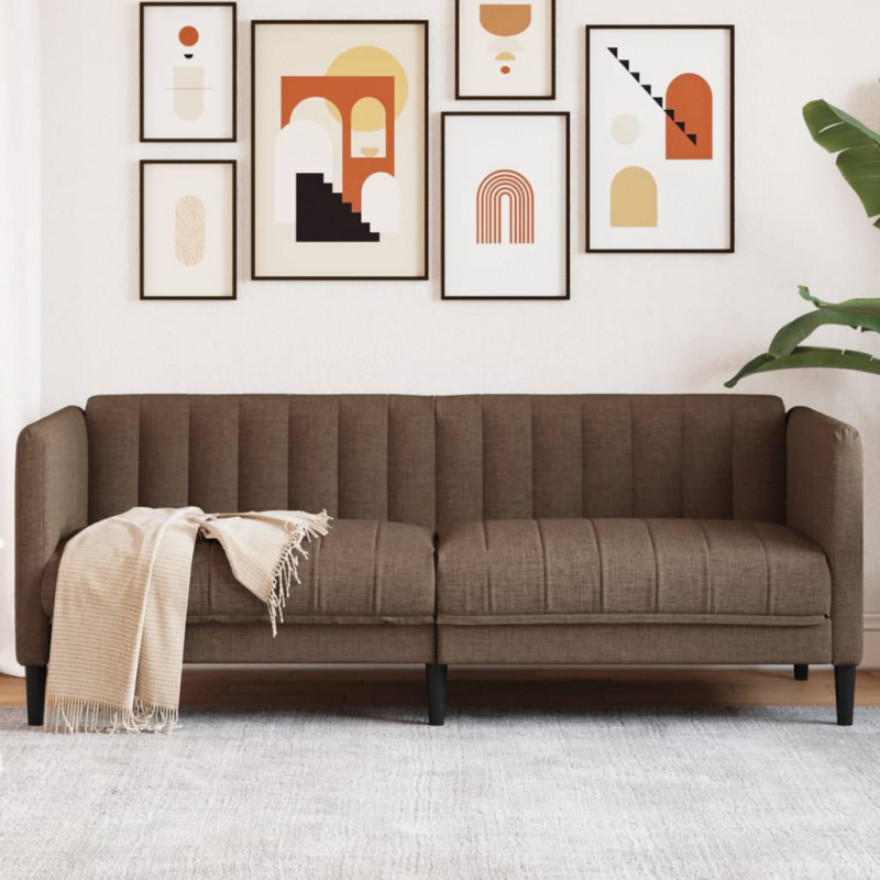 2-Sitzer Sofa Braun Kunstleder Wildleder-Optik