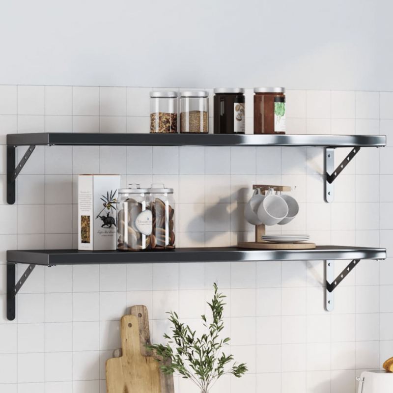 Regalträger 4 Stk. 30x2,5x15,5 cm Schwarz Edelstahl