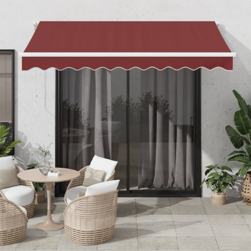 Markise Manuell mit LED Weinrot 300x250 cm