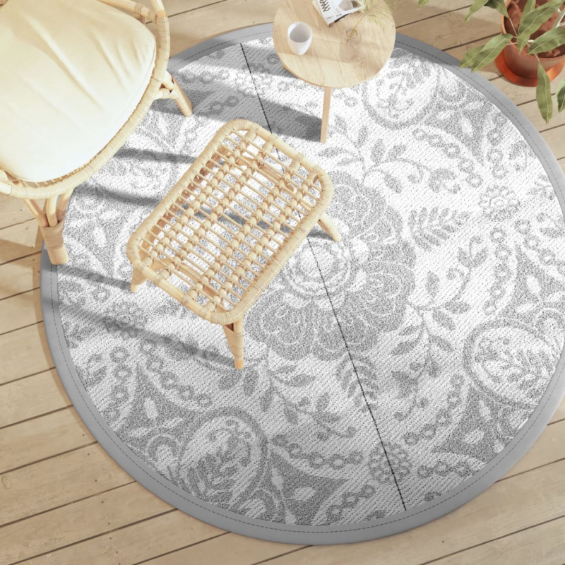 Outdoor-Teppich ARAKIL Hellgrau Ø160 cm PP