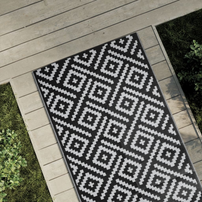 Outdoor-Teppich ARAKIL Weiß und Schwarz 80x150 cm PP