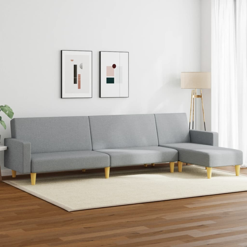 2-tlg. Sofagarnitur Hellgrau Stoff