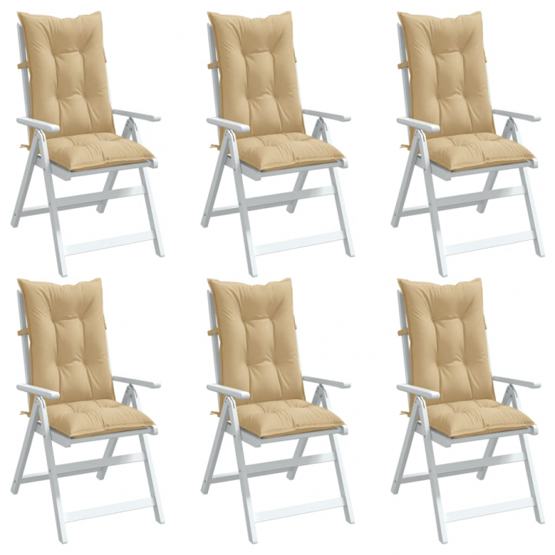 Hochlehner-Auflagen 6 Stk. Melange Beige 120x50x7 cm Stoff