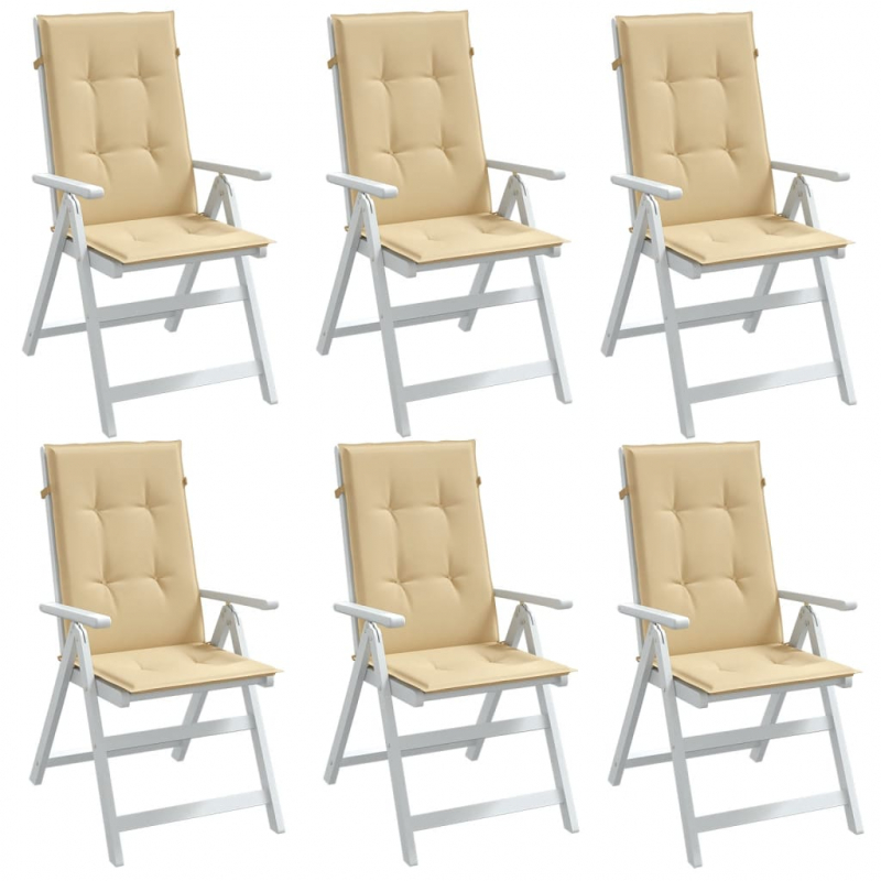 Hochlehner-Auflagen 6 Stk. Melange Beige 120x50x4 cm Stoff