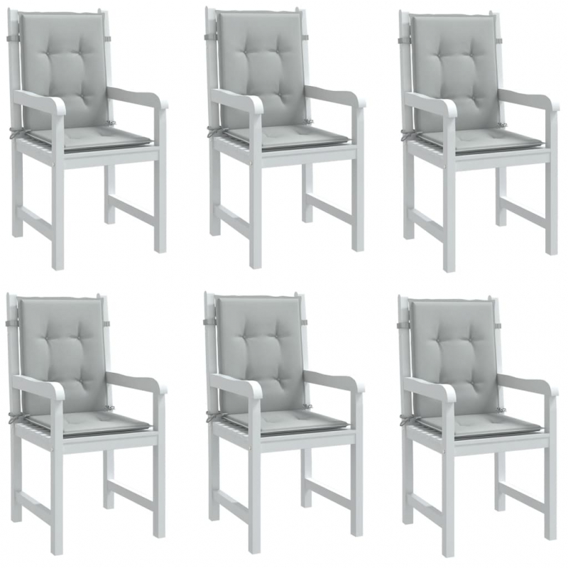 Niedriglehner-Auflagen 6 Stk. Melange Hellgrau 100x50x4cm Stoff