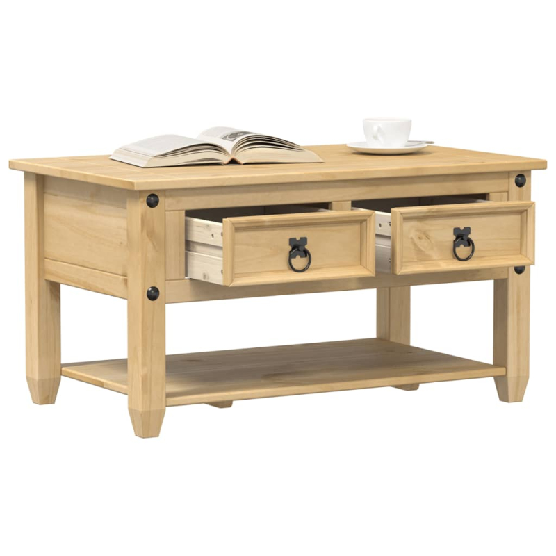 Couchtisch mit Schubladen Corona 85x50x45 cm Massivholz Kiefer