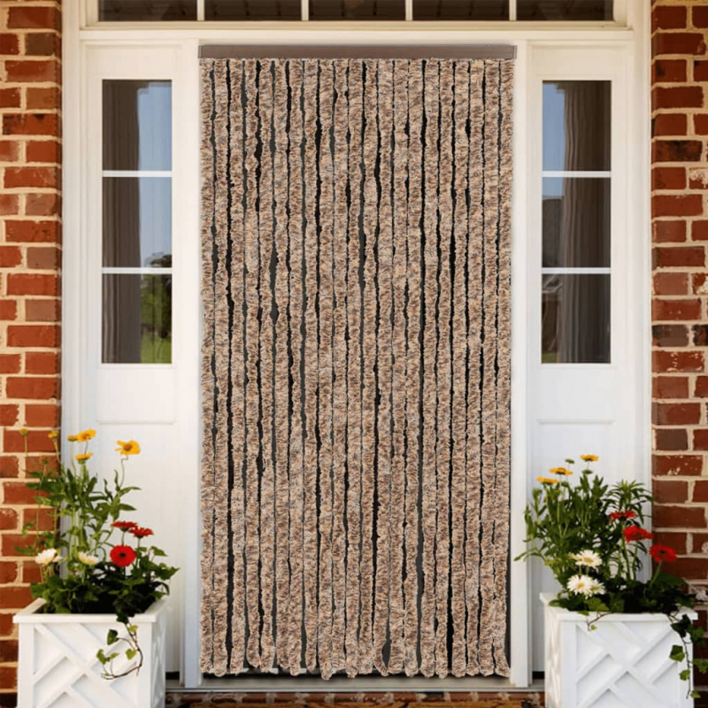 Fliegenvorhang Beige und Dunkelbraun 100x200 cm Chenille