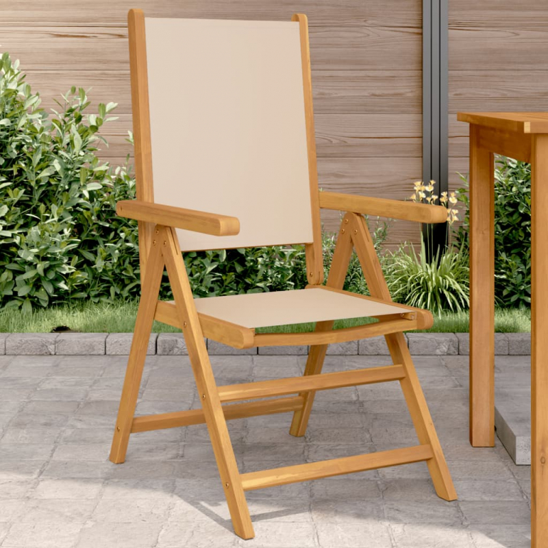 Gartenstühle 2 Stk. Beige Massivholz Akazie & Stoff