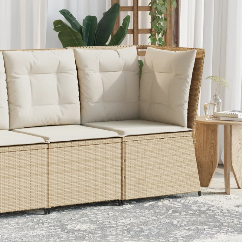 Garten-Ecksofa mit Kissen Beige Poly Rattan