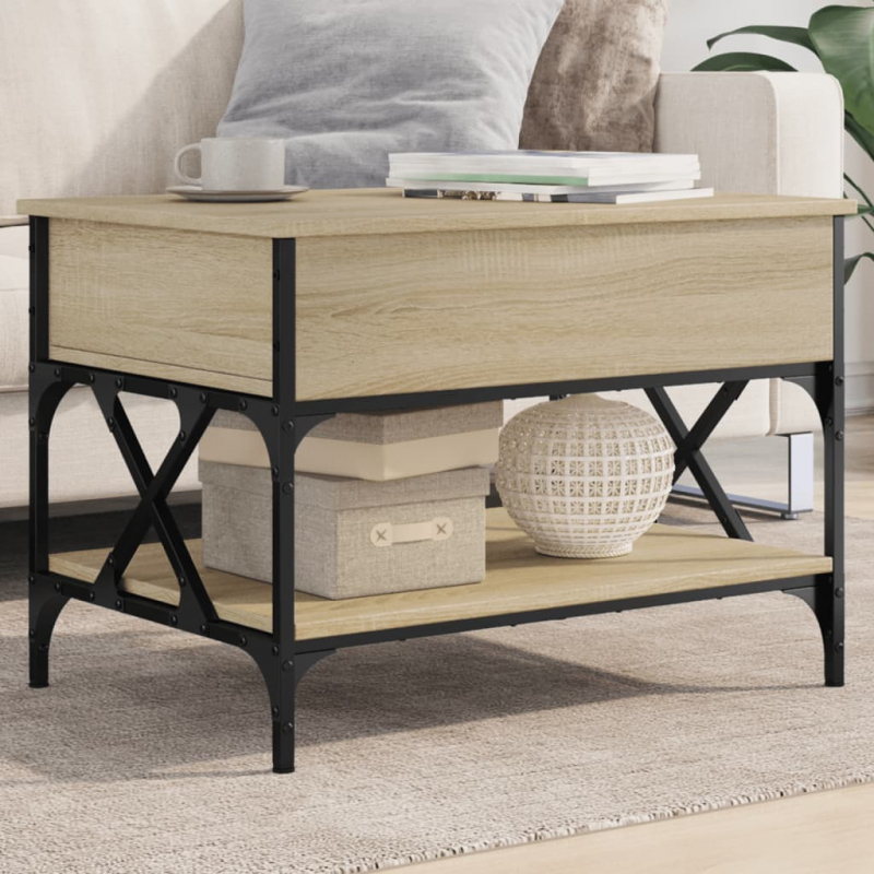 Couchtisch Sonoma-Eiche 70x50x50 cm Holzwerkstoff und Metall