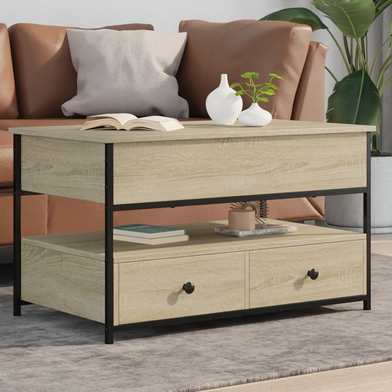 Couchtisch Sonoma-Eiche 85x50x50 cm Holzwerkstoff und Metall