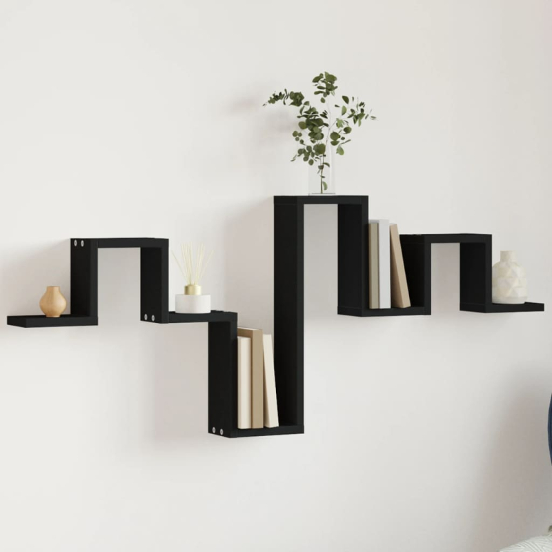 Wandregal Schwarz 104,5x10x43 cm Holzwerkstoff