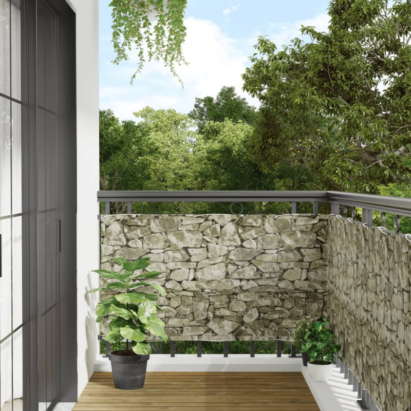 Garten-Sichtschutz Steinoptik Grau 300x75 cm PVC