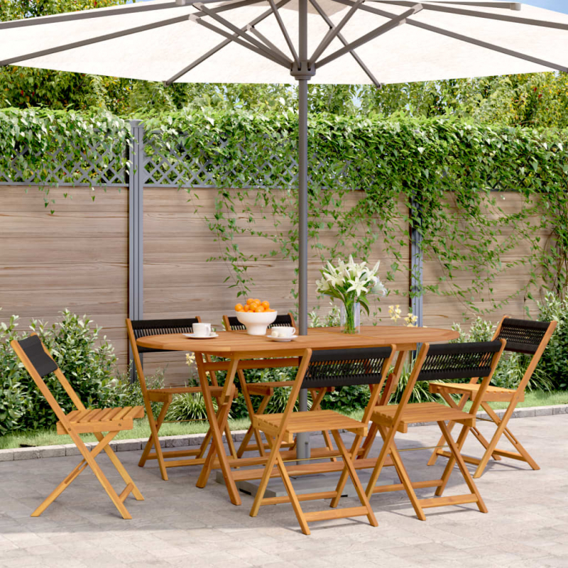 Gartenstühle 6 Stk. Klappbar Schwarz Massivholz Akazie