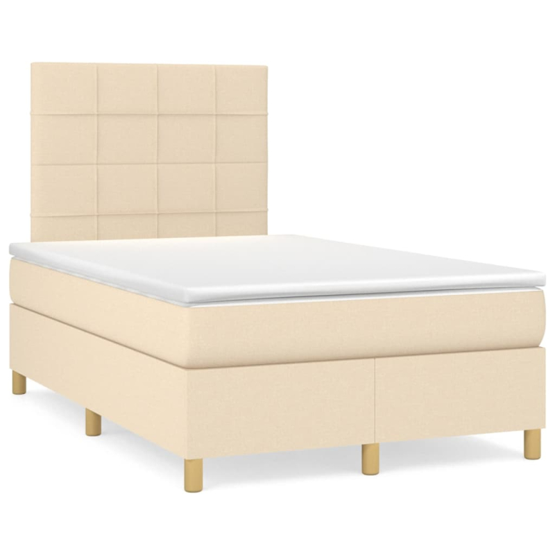 Boxspringbett mit Matratze Creme 120x190 cm Stoff