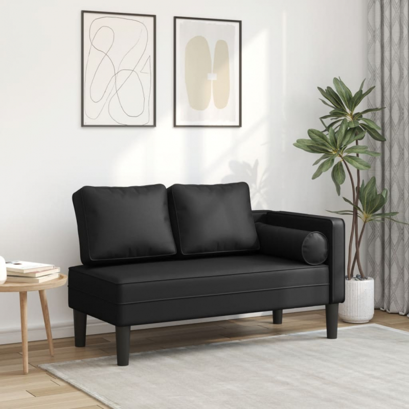 Chaiselongue mit Kissen Schwarz Kunstleder