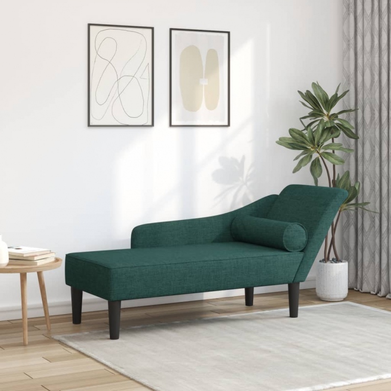 Chaiselongue mit Kissen Dunkelgrün Stoff