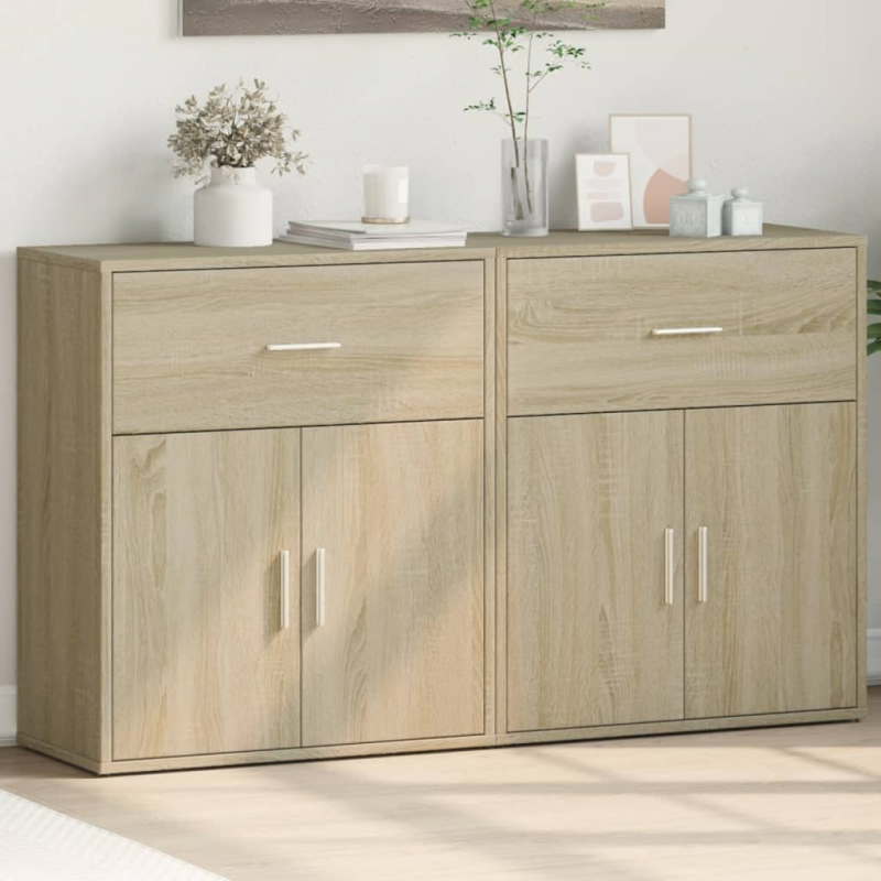 Sideboards 2 Stk. Sonoma-Eiche 60x31x70 cm Holzwerkstoff