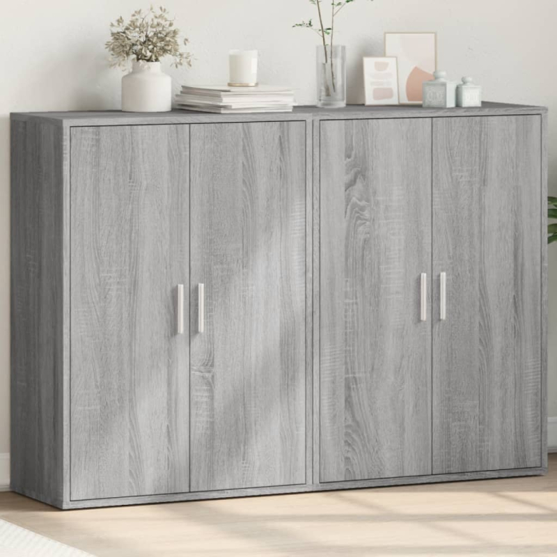 Sideboards 2 Stk. Grau Sonoma 60x31x84 cm Holzwerkstoff