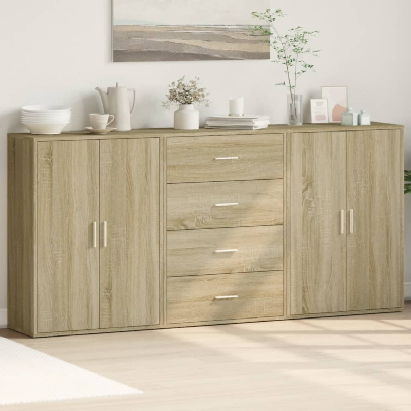 Sideboards 3 Stk. Sonoma-Eiche 60x31x84 cm Holzwerkstoff
