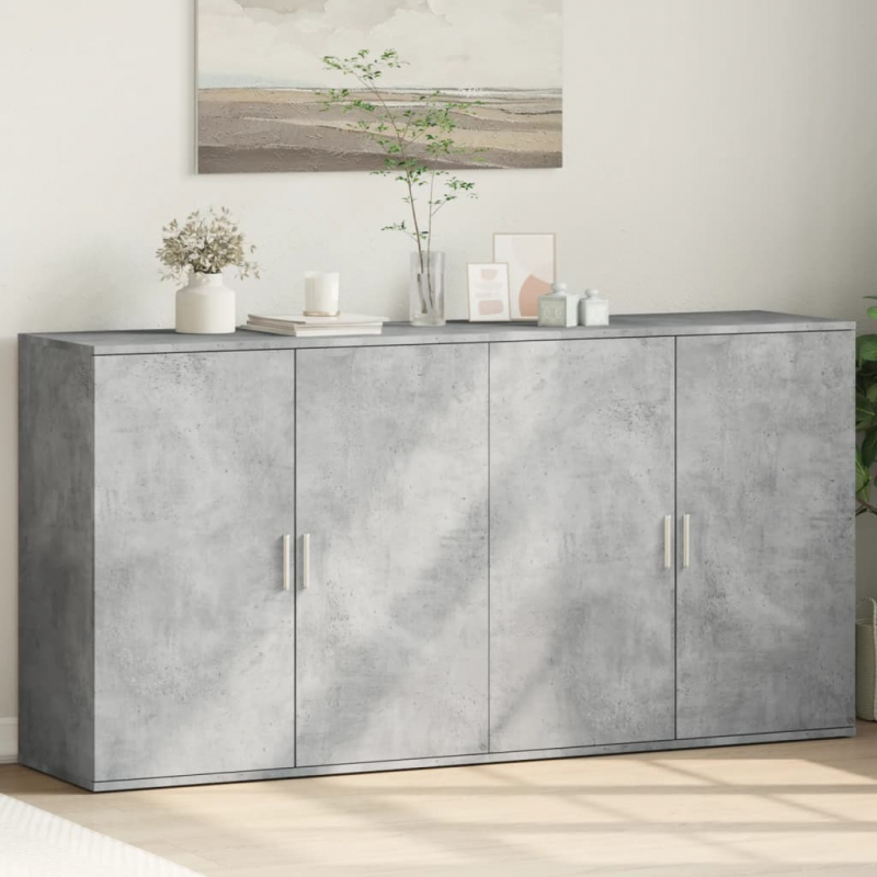 Sideboards 2 Stk. Betongrau 79x38x80 cm Holzwerkstoff
