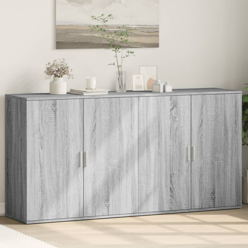 Sideboards 2 Stk. Grau Sonoma 79x38x80 cm Holzwerkstoff